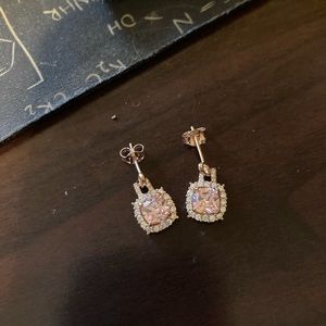 Pink faux diamond earrings